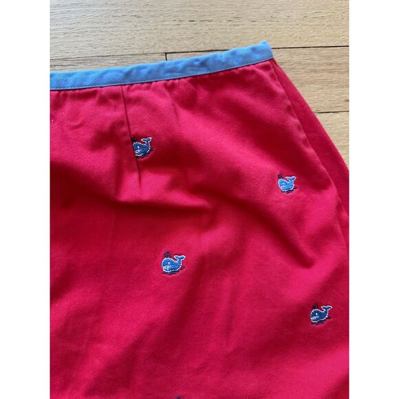Lands End Red  Blue Whales Embroidered Skirt Shorts Preppy Skort Size Junior S - Picture 6 of 7